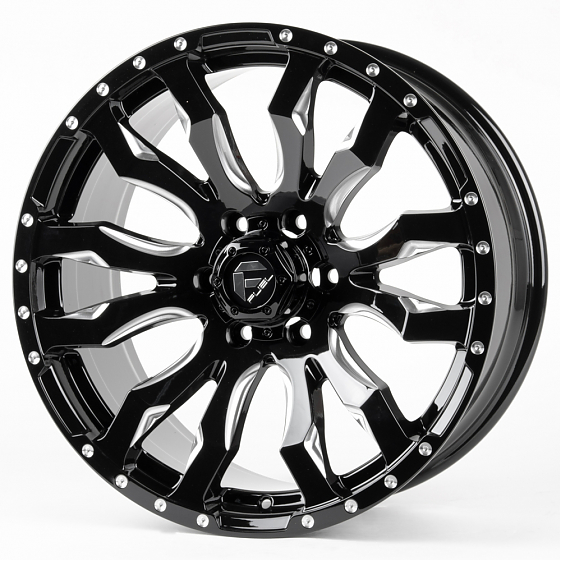 Литые диски 80983 FUEL FG466-23202-2 20 J9 ET20 6x139.7 110.1 чёрный глянцевый + полированные спицы: Фото 4