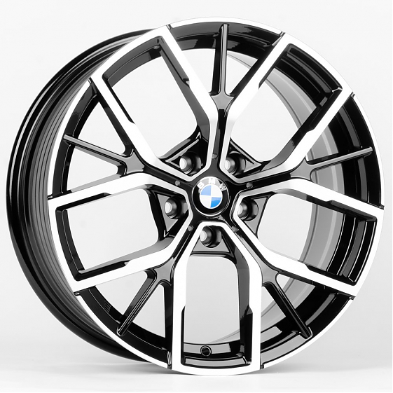 Литые диски 80637 BMW F151-CS242 18 J8 ET30 5x112 66,56 чёрный + полированные спицы: Фото 4