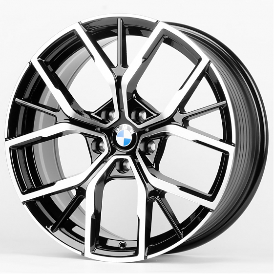 Литые диски 80637 BMW F151-CS242 18 J8 ET30 5x112 66,56 чёрный + полированные спицы: Фото 5