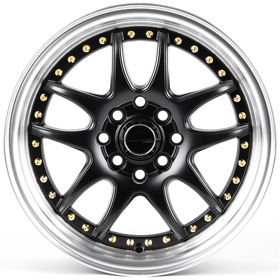 Литые диски 82177 Work 5899F-CT457 15 J7 ET30 4x100/4x114.3 73.1 чёрный матовый + полированный обод : Фото 1