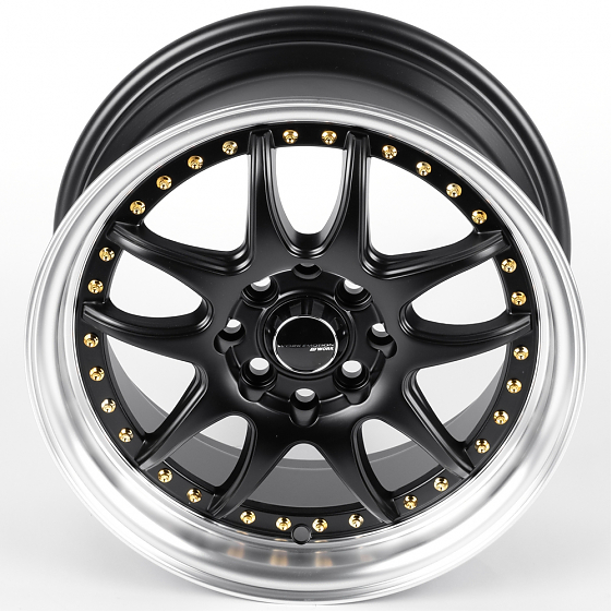 Литые диски 82177 Work 5899F-CT457 15 J7 ET30 4x100/4x114.3 73.1 чёрный матовый + полированный обод : Фото 3