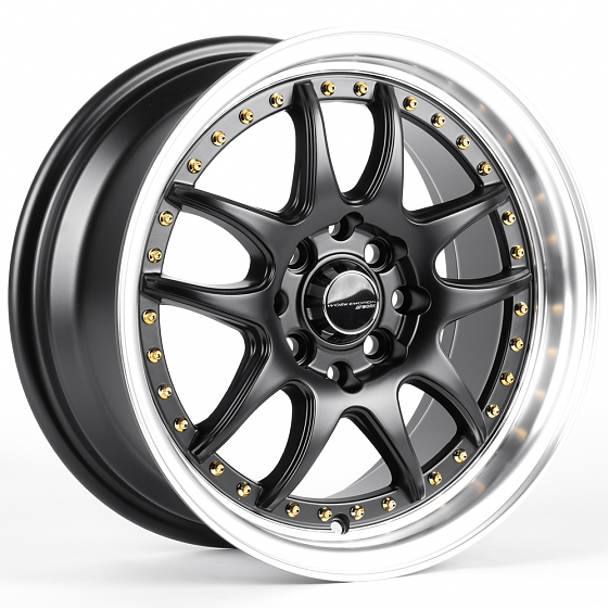 Литые диски 82177 Work 5899F-CT457 15 J7 ET30 4x100/4x114.3 73.1 чёрный матовый + полированный обод : Фото 4