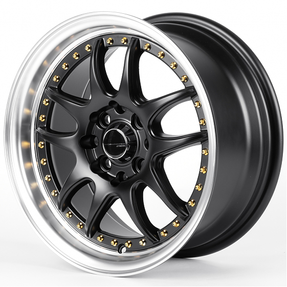 Литые диски 82177 Work 5899F-CT457 15 J7 ET30 4x100/4x114.3 73.1 чёрный матовый + полированный обод : Фото 5