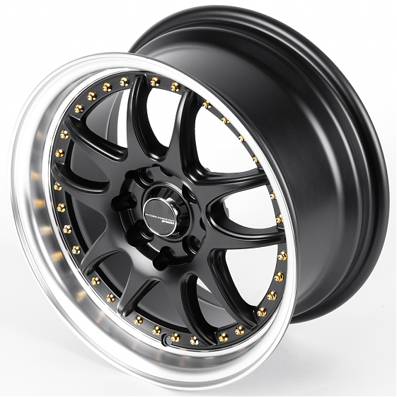 Литые диски 82177 Work 5899F-CT457 15 J7 ET30 4x100/4x114.3 73.1 чёрный матовый + полированный обод : Фото 6