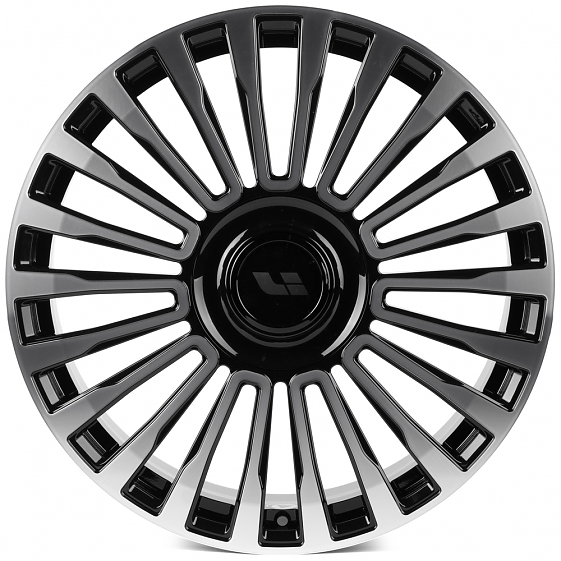 Кованые диски H250109i SL198-SK348 21 J9 ET45.5 5x120 62.5 чёрный глянцевый + полированные спицы: Фото 1