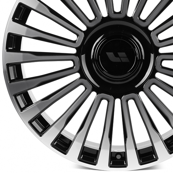 Кованые диски H250109i SL198-SK348 21 J9 ET45.5 5x120 62.5 чёрный глянцевый + полированные спицы: Фото 2