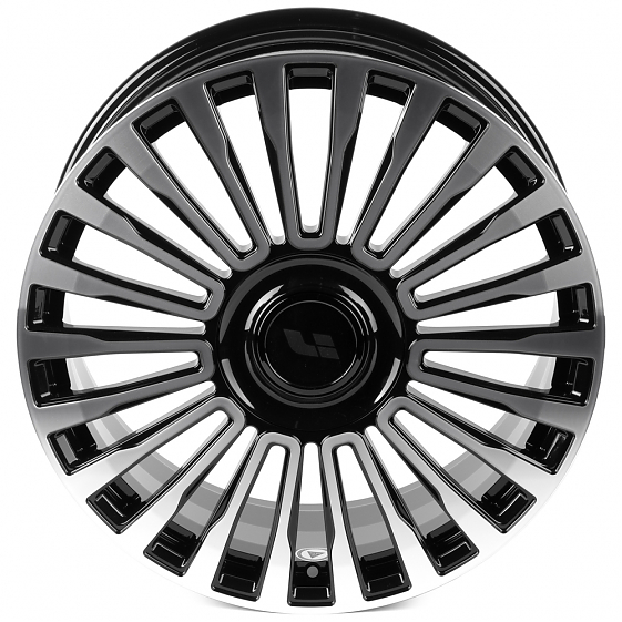 Кованые диски H250109i SL198-SK348 21 J9 ET45.5 5x120 62.5 чёрный глянцевый + полированные спицы: Фото 3
