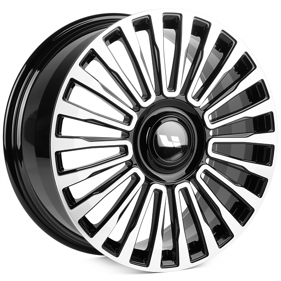Кованые диски H250109i SL198-SK348 21 J9 ET45.5 5x120 62.5 чёрный глянцевый + полированные спицы: Фото 4