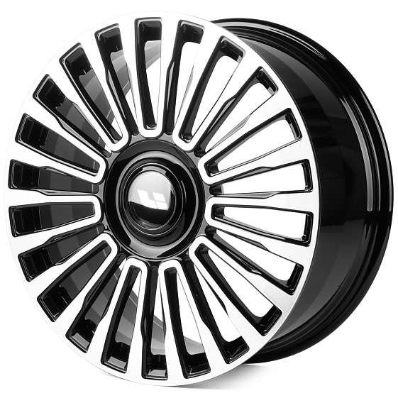 Кованые диски H250109i SL198-SK348 21 J9 ET45.5 5x120 62.5 чёрный глянцевый + полированные спицы: Фото 5