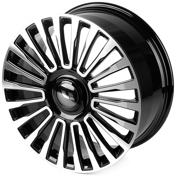 Кованые диски H250109i SL198-SK348 21 J9 ET45.5 5x120 62.5 чёрный глянцевый + полированные спицы: Фото 6