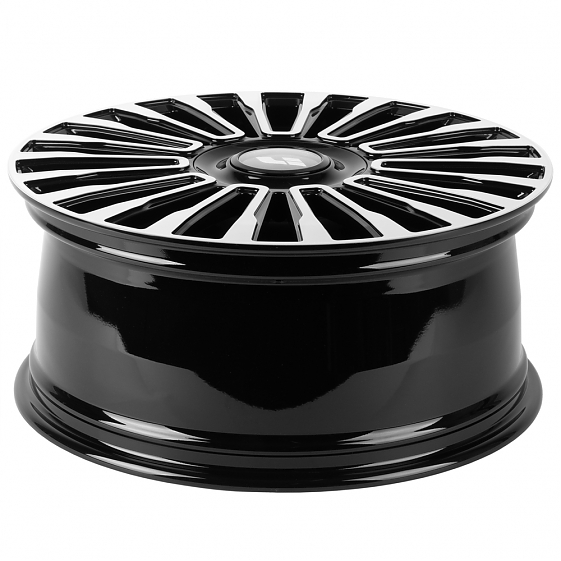 Кованые диски H250109i SL198-SK348 21 J9 ET45.5 5x120 62.5 чёрный глянцевый + полированные спицы: Фото 7
