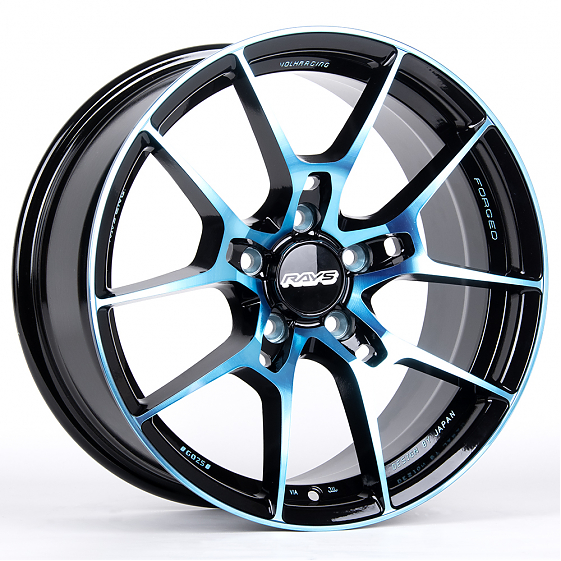 Литые диски 80852 Rays 5090X-SL043 17 J8 ET40 5x114.3 73.1 чёрный глянцевый + синий лак + полировка: Фото 4