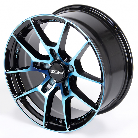 Литые диски 80852 Rays 5090X-SL043 17 J8 ET40 5x114.3 73.1 чёрный глянцевый + синий лак + полировка: Фото 6