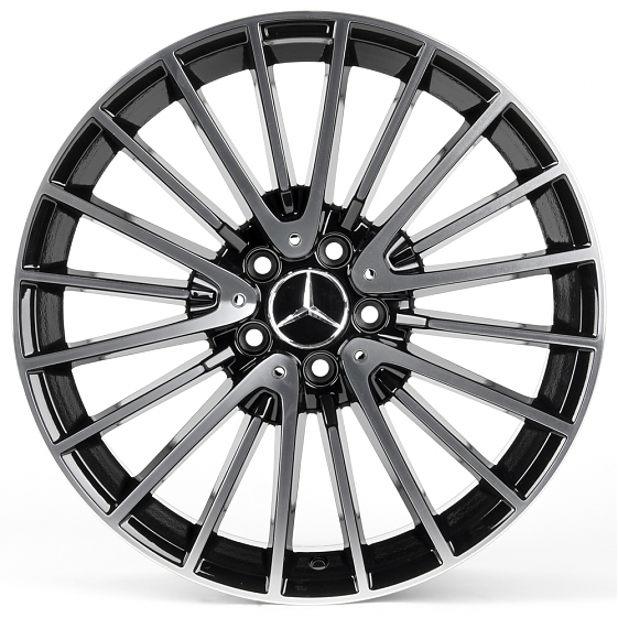 Литые диски 80973 Mercedes-Benz H3064F-SL066 19 J9.5 ET43 5x112 66.5 чёрный глянцевый + полированные: Фото 1