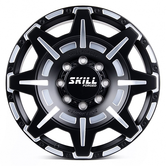 Кованые диски H231102Y SKILL SV308-SV306 20 J9 ET29 8x165.1 121.3 чёрный матовый + полировка: Фото 1