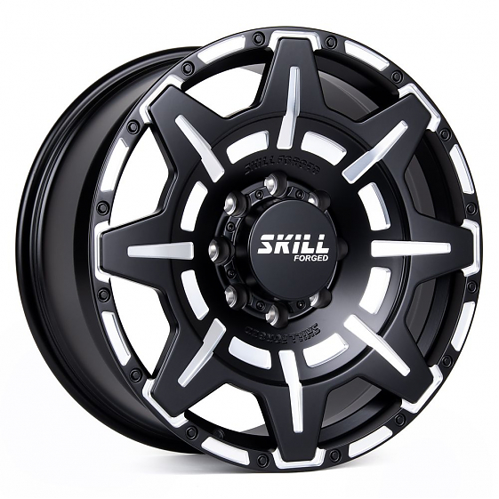 Кованые диски H231102Y SKILL SV308-SV306 20 J9 ET29 8x165.1 121.3 чёрный матовый + полировка: Фото 4