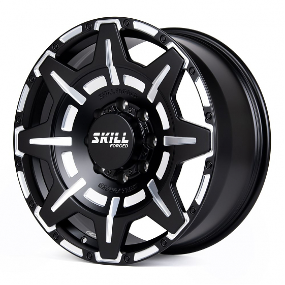 Кованые диски H231102Y SKILL SV308-SV306 20 J9 ET29 8x165.1 121.3 чёрный матовый + полировка: Фото 5