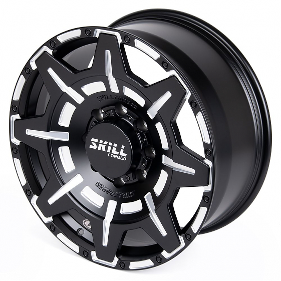 Кованые диски H231102Y SKILL SV308-SV306 20 J9 ET29 8x165.1 121.3 чёрный матовый + полировка: Фото 6