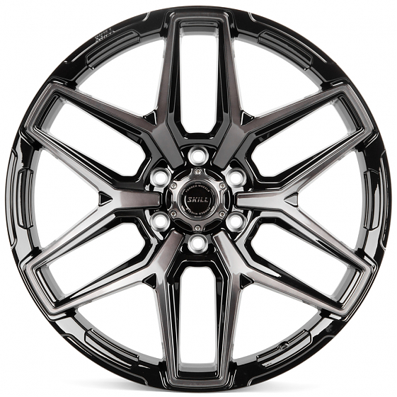 Кованые диски H231120Q SKILL SV854-SV325 22 J9 ET19 6x139.7 77.8 чёрный + полированные спицы под тём: Фото 1