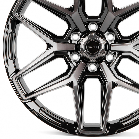 Кованые диски H231120Q SKILL SV854-SV325 22 J9 ET19 6x139.7 77.8 чёрный + полированные спицы под тём: Фото 2