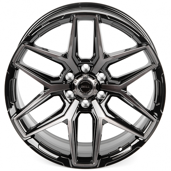 Кованые диски H231120Q SKILL SV854-SV325 22 J9 ET19 6x139.7 77.8 чёрный + полированные спицы под тём: Фото 3