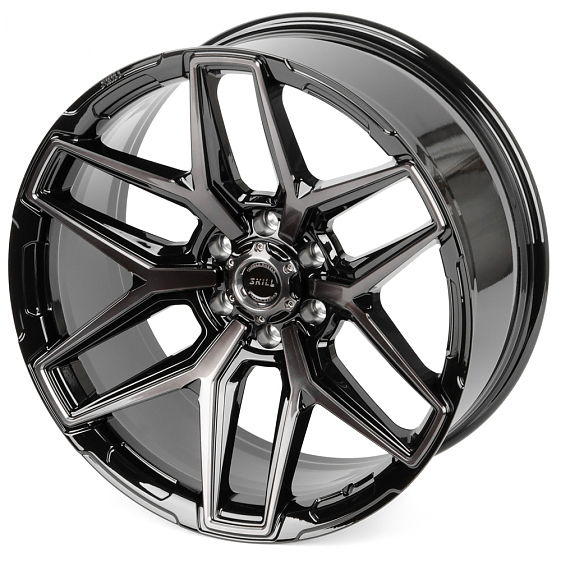 Кованые диски H231120Q SKILL SV854-SV325 22 J9 ET19 6x139.7 77.8 чёрный + полированные спицы под тём: Фото 6