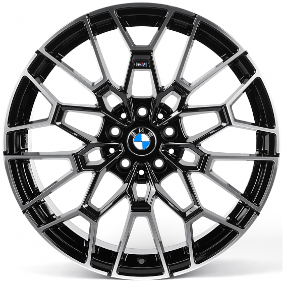Литые диски 82086 BMW IVF-3209-SM185 19 J8.5 ET30 5x112 66.5 чёрный + полированные спицы: Фото 1