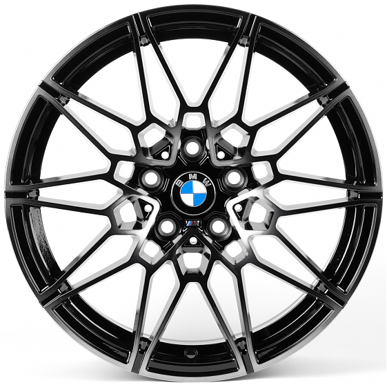 Литые диски 82516 BMW XF022 17 J7.5 ET35 5x112 66.6 чёрный глянцевый + полированные спицы + тёмный л: Фото 1