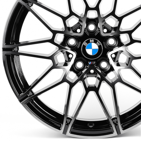Литые диски 82516 BMW XF022 17 J7.5 ET35 5x112 66.6 чёрный глянцевый + полированные спицы + тёмный л: Фото 2