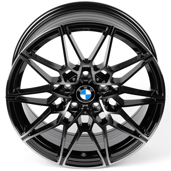 Литые диски 82516 BMW XF022 17 J7.5 ET35 5x112 66.6 чёрный глянцевый + полированные спицы + тёмный л: Фото 3