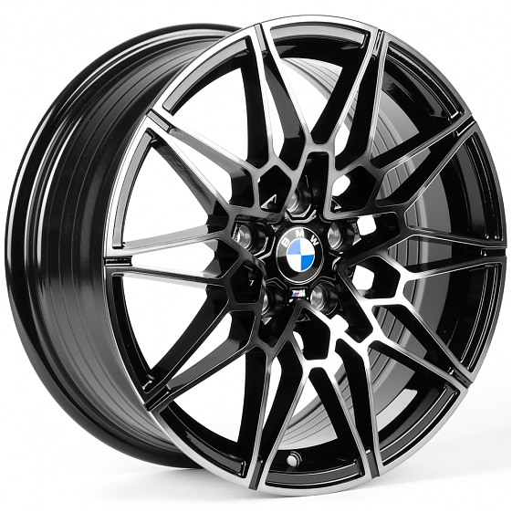 Литые диски 82516 BMW XF022 17 J7.5 ET35 5x112 66.6 чёрный глянцевый + полированные спицы + тёмный л: Фото 4