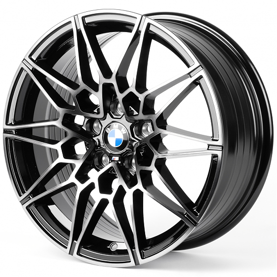 Литые диски 82516 BMW XF022 17 J7.5 ET35 5x112 66.6 чёрный глянцевый + полированные спицы + тёмный л: Фото 5