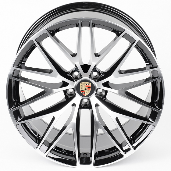 Литые диски 80977 Porsche H3086F-SL078 20 J10 ET19 5x112 66.5 чёрный глянцевый + полированные спицы: Фото 3