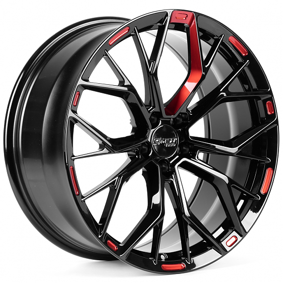 Кованые диски 0923-71 PTRACING HJD442-SB563 20 J9 ET28 5x112 66.45 чёрный глянцевый + красный лак: Фото 4