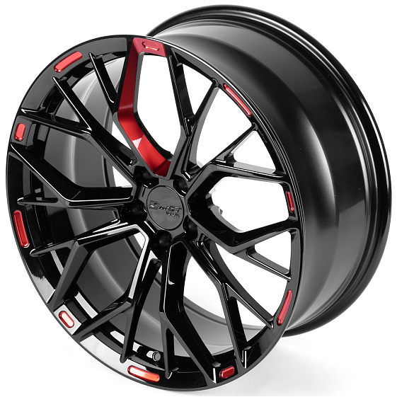 Кованые диски 0923-71 PTRACING HJD442-SB563 20 J9 ET28 5x112 66.45 чёрный глянцевый + красный лак: Фото 6