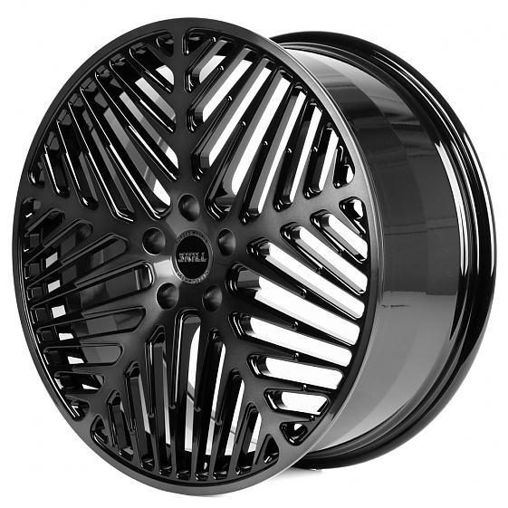 Кованые диски H231104B SKILL SL219-SL086 21 J9 ET45.5 5x120 62.5 чёрный глянцевый + полированные спи: Фото 5