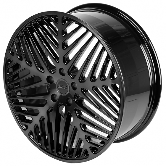 Кованые диски H231104B SKILL SL219-SL086 21 J9 ET45.5 5x120 62.5 чёрный глянцевый + полированные спи: Фото 6