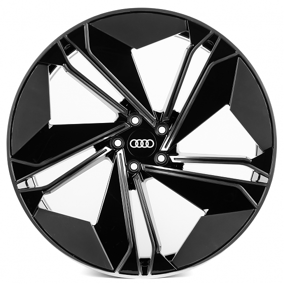 Кованые диски H260124U SKILL SL518-CS444 22 J10 ET21 5x112 66.5 чёрный глянцевый + зеркальная полиро: Фото 1