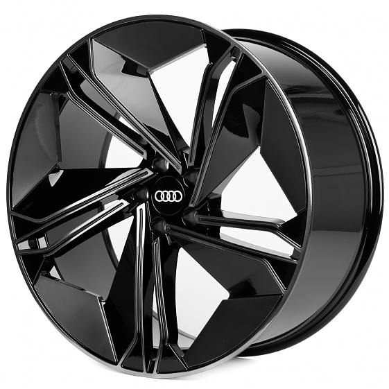 Кованые диски H260124U SKILL SL518-CS444 22 J10 ET21 5x112 66.5 чёрный глянцевый + зеркальная полиро: Фото 5