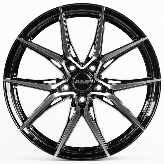 Литые диски 80242 Rays 5067X-DS191 18 J8 ET38 5x114.3 73.1 чёрный + полированные спицы: Фото 1