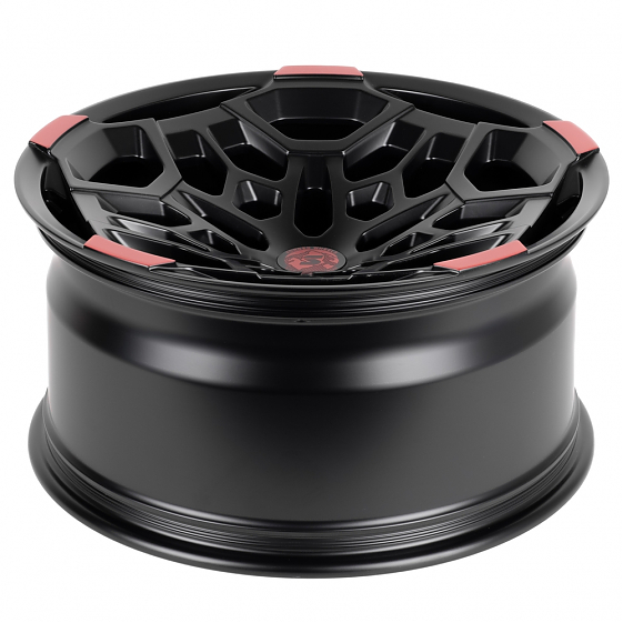 Кованые диски H240307V SKILL SV171-SV308 20 J10 ET-10 5x127 71.5 чёрный матовый + красный обод: Фото 7