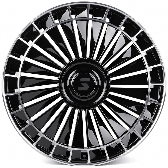 Кованые диски H260130P SKILL SV171-SB593 22 J9 ET28 6x139.7 78.1 чёрный глянцевый + полированные спи: Фото 1