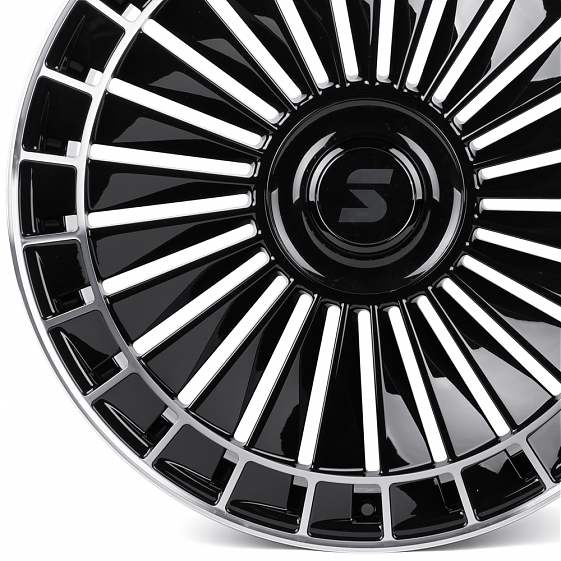 Кованые диски H260130P SKILL SV171-SB593 22 J9 ET28 6x139.7 78.1 чёрный глянцевый + полированные спи: Фото 2
