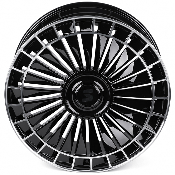 Кованые диски H260130P SKILL SV171-SB593 22 J9 ET28 6x139.7 78.1 чёрный глянцевый + полированные спи: Фото 3