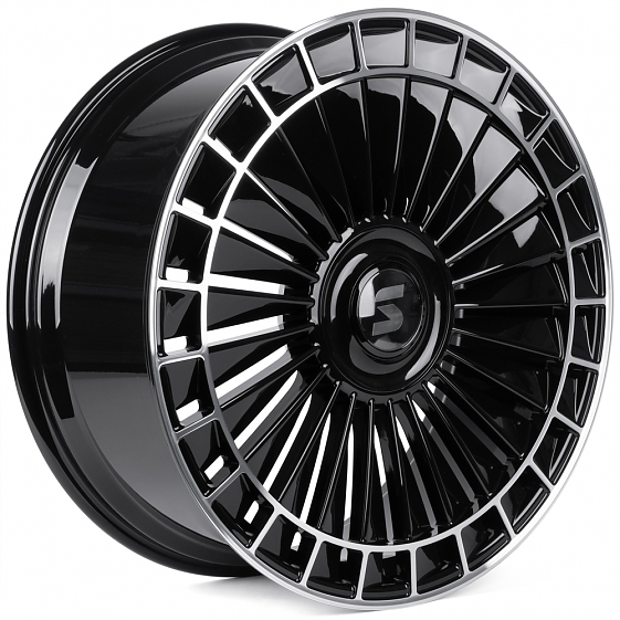 Кованые диски H260130P SKILL SV171-SB593 22 J9 ET28 6x139.7 78.1 чёрный глянцевый + полированные спи: Фото 4