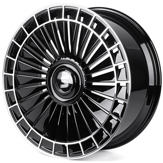 Кованые диски H260130P SKILL SV171-SB593 22 J9 ET28 6x139.7 78.1 чёрный глянцевый + полированные спи: Фото 5