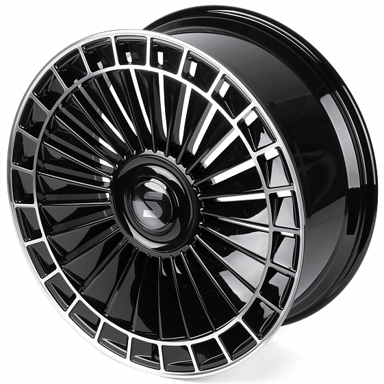 Кованые диски H260130P SKILL SV171-SB593 22 J9 ET28 6x139.7 78.1 чёрный глянцевый + полированные спи: Фото 6