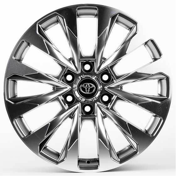 Литые диски 81101 Toyota F0592-SB417 20 J8.5 ET20 6x139.7 106.1 серебро тёмное + полированные спицы: Фото 1