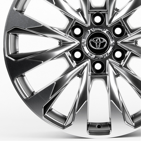 Литые диски 81101 Toyota F0592-SB417 20 J8.5 ET20 6x139.7 106.1 серебро тёмное + полированные спицы: Фото 2