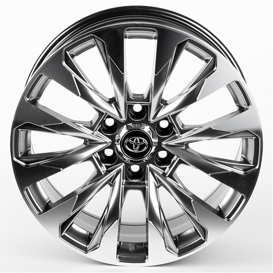 Литые диски 81101 Toyota F0592-SB417 20 J8.5 ET20 6x139.7 106.1 серебро тёмное + полированные спицы: Фото 3
